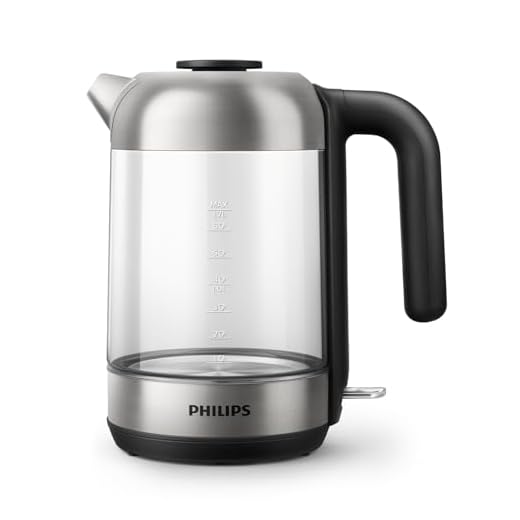 Philips Hervidora de cristal Serie 5000 HD9339/80 Hervidor de agua eléctrico de vidrio, diseño elegante, capacidad 1.7L, 2200w, piloto indicador encendido, tapa desmontable, metal