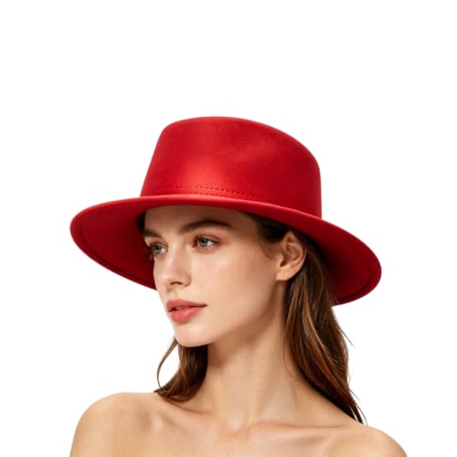 Image of Fedora Flat Hat Classic Wide Brim Cap Panama Style Jazz Hat for Wedding Party Talent Performance Xmas Gift Unisex