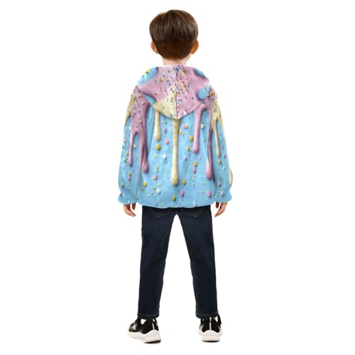 Dripping Colors with Sprinkles Toddler Fleece Jacket Girl Boys Hooded Fleece Jacket Coat Warm Outwear Zip-up 3-10T4