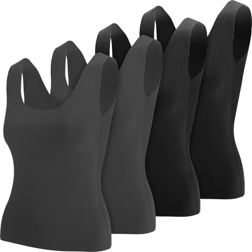 Image of Toulite 4 Pcs Thermal Tank Tops Women Underwear Tops Sleeveless Undershirt for Women Cotton Camisole Warm Base Layer