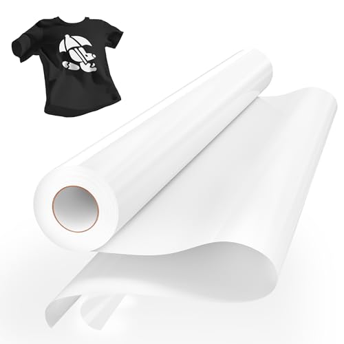 LOFFA White HTV Vinyl Rolls, Heat Transfer Vinyl for T-Shirt, 12'' X 8ft White Iron on Vinyl Compatible with Cricut and All Cutting Machines, Heat Press Vinyl for Fabric Craft DIY