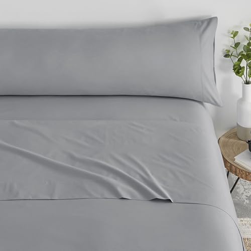 Donegal Collections - Juego de Sabanas 135 x 190 Gris Claro - Sabanas Cama 135 - Ropa de Cama Completa Bajera, Encimera y Funda Almohada - Sábanas Tacto Extrasuave Fabricado en España
