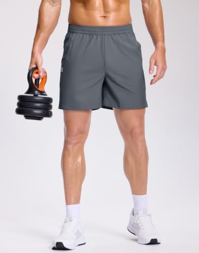 Image of GGJ Men's Lightweight Athletic Shorts with 2 Zipper Pockets 7 inch /9 inch /5 inch Gym Workout Running Quick Dry Tennis Shorts for Men