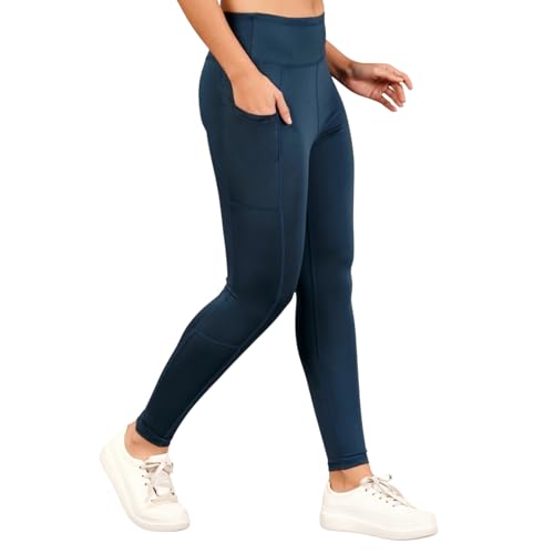 Image of NINQ high Waist Women Gym Compression Pants for Workout with Pocket, Yoga & Exercise, Active Wear Legging Sports Tights Trousers with Comfortable Fit for Running, Jogging & Training