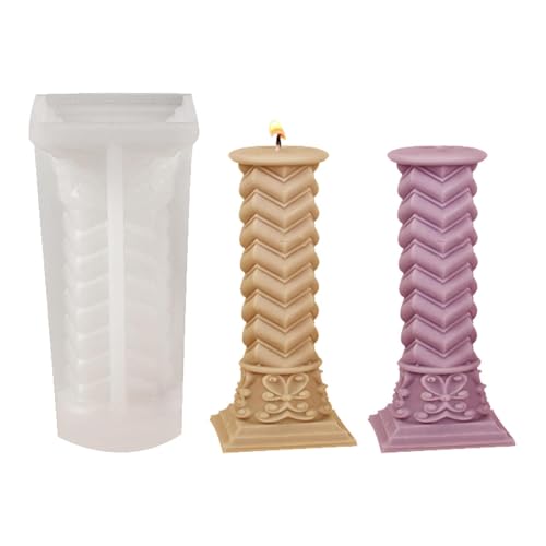 Forma de molde de silicona de la columna romana - molde decorativo para pilares velas | Herramienta de moldeo artístico para jabón, resina y cera | Mejillones reutilizables para velas con sabor a CIR
