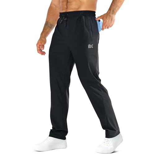 BROKIG Mens Cool Gym Tracksuit Bottoms Joggers Trousers S Black