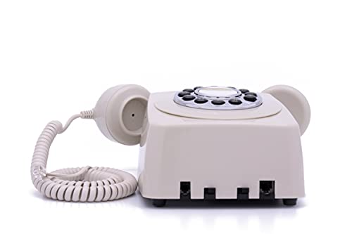 Miniatura 5 de GPO 746 Teléfono fijo retro de pared con pulsación de botones - Cable en espiral, timbre auténtico - Marfil