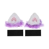 A ABSOPRO Motorcycle Helmet Accessories Decoration Heart Cat Ears with Purple Fluff for Motorcycle Bicycle Skiing Helmets White Plush Stickers 1 Set