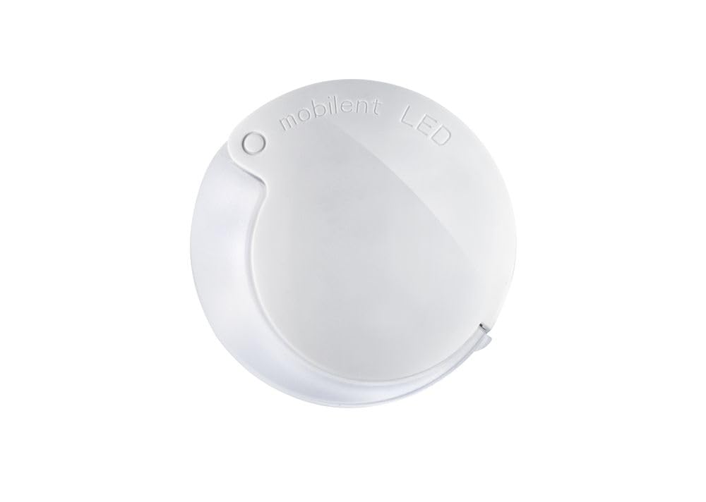 Eschenbach 1520910 Einschlaglupe mobilent LED, Sehr kompakte, hochvergrößernde Einschlaglupe mit effizienter LED-Beleuchtung, Farbe: weiß, Abmessungen Linse: Ø 35 mm, Vergrößerung: 10x, Dioptrie: 38