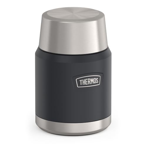 THERMOS ICON Stainless Steel Food Jar with Spoon, 16 Ounce, Granite