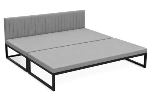 Image of Metal Sofa Cum Bed for Living Room | Modern Industrial Design Metal Frame 3 Seater Sofa Bed for Home, Office & Lounge-Grey
