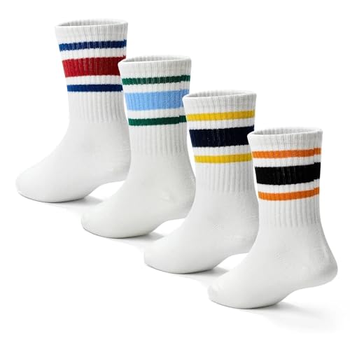 Image of Toddler Non Slip Cotton Crew Socks with Grips for Baby Boys Girls