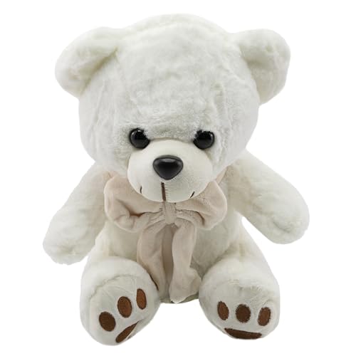 BABYZOCO Osito de Peluche, Teddy Bear, Diseño Infantil, Muñeco de Oso, Osito con Lazo, Oso de Juguete Abrazable, Peluche pequeño Suave, con Lazo en Cuello, 25 cm Altura, Blanco BABYZOCO Osito de Peluche, Teddy Bear, Diseño Infantil, Muñeco de Oso, Osito con Lazo, Oso de Juguete Abrazable, Peluche pequeño Suave, con Lazo en Cuello, 25 cm Altura, Blanco