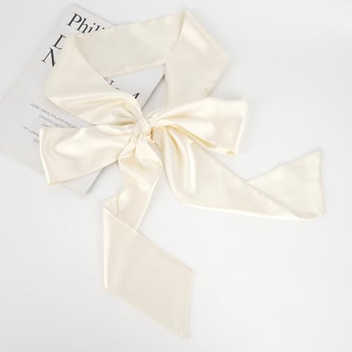 Women Extra Long Narrow Silk Like Ribbon Neck Scarf Neck Tie Choker Waist Belt4