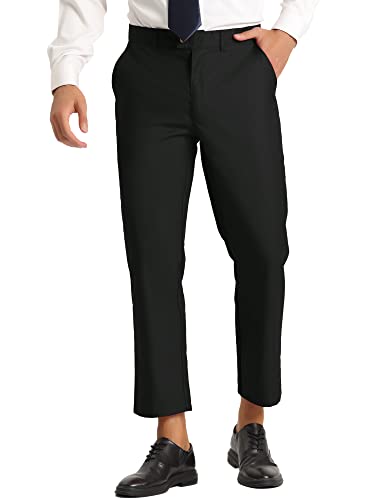 Lars Amadeus Men's Cropped Pants Slim Fit Flat Front Solid Color Ankle-Length Dress Pants