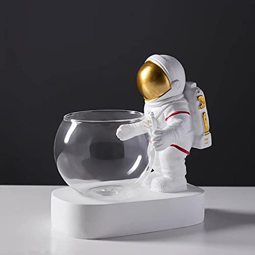 Astronaut Planter, Spaceman Glass Vase，Astronaut Resin Hydroponics Flower Vases，Led Light Nordic Modern Succulent Flower Pot Creative Decor White For Home Office Table #TOP1