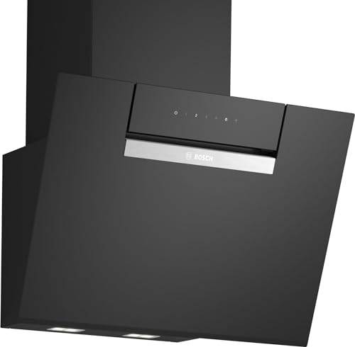Bosch DWK67FN60 Serie 4 Smarte Dunstabzugshaube 60 cm Klarglas schwarz bedruckt Wandesse Made in Germany Automatische Anpassung an Kochfeld Steuerung über Kochfeld Einstellbare Farbtemperatur