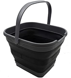 SAMMART 10L (2.6 gallon) Collapsible Rectangular Handy Basket / Bucket (Grey/Black, 1)