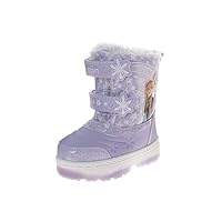Disney Frozen Snow Boots with LED Lights - Elsa Anna Winter Boot Snowflakes Fur Trim - Purple (size 11 Little Kid)