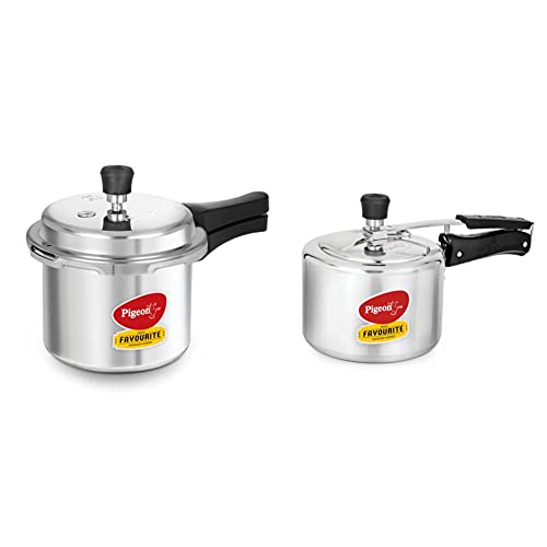 Image of Pigeon by Stovekraft Favourite Outer Lid Non Induction Aluminium Pressure Cooker, 3 litres, Silver & Favourite Aluminium Pressure Cooker with Inner Lid, 3 litres, Silver Combo