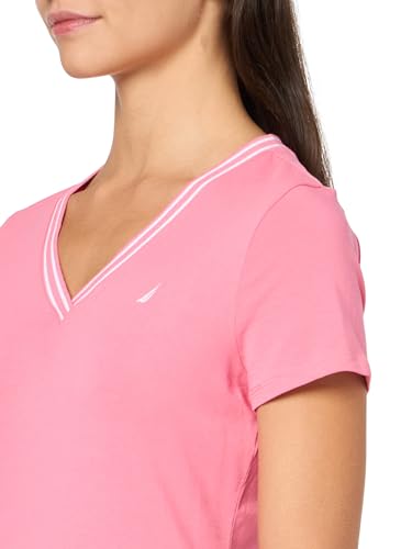 Image of Nautica Women's Solid V-Neck Short Sleeve T-Shirt Shirt