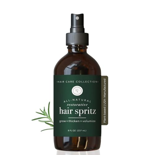 Rowe Casa Organics Natural Restorative Hair Spritz with Witch Hazel & Therapeutic Essential Oils Hand-Crafted Hair Volumizer Thickener & Growth Booster 8 Fl. Oz.