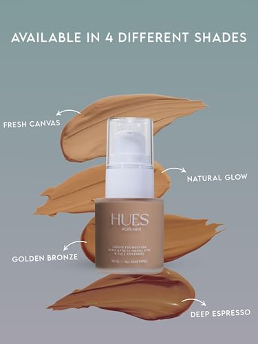 Foundation for Men – Full-Coverage, Lightweight & Hydrating Fit | Natural Coverage | Oil Control & Perfect Fit for Men’s Faces | Available in 4 Shades | Natural Glow, .67oz