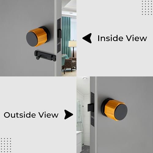 Image of LAPO Superior Brass Bathroom Door Lock | Stylish Black Finish Handleset with Baby Latch for Balcony, Storeroom & Office Doors | Exclusive Design & Superior Durability | 3 Years Warranty Ro-158