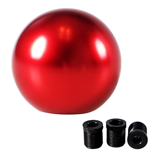 Yiuiy Universal Round Ball Gear Shift Knob,Chrome Finish Aluminum Shifter Knobs With 3 Adapters Compatible With Manual And Automatic Transmission Car(Red) #TOP7