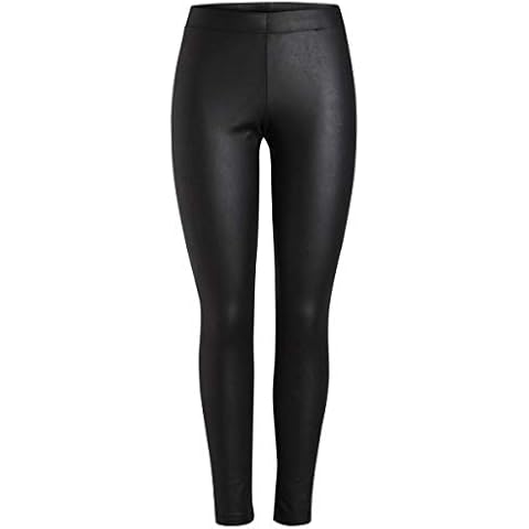PIECES Women's Shiny Fleece Leggings, Black Cover