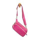 Joy Susan Womens Fashion Purse Kylie Double Zip Sling Belt Bag - Cerise