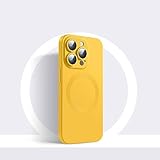 ORBANA Flüssigsilikon-Ladehülle für iPhone 14 13 12 Pro Max 11, stoßfeste Kamera-schützende magnetische weiche Telefonabdeckung, gelb, für iPhone 14 Pro Max