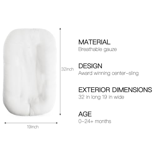 Image of Infant Support Cushion - Baby Support Cushion for Newborn, 0-24 Months, Portable Tummy Time Mat for Home and Travel, Soft Cotton, Supervised Use, Baby Essentials Gift,White(1 Cushion + 1 Cover)