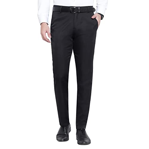 Image of ABLESTAR Men's Polycotton Slim Fit Formal Trouser - Spendex Cotton Casual Pant for Men - Breathable, Lightweight, Adjustable Formal Trouser for Men - Pack of 3
