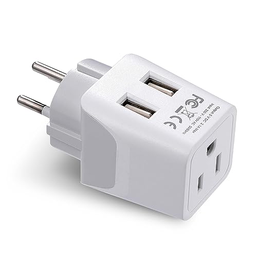 Image of Ceptics Israel, Palestine Travel Adapter Plug with Dual USB - USA Input - Type H - Ultra Compact - Perfect for Cell Phones, Laptop, Camera Chargers, iWatch, iPhone and More (CTU-14)