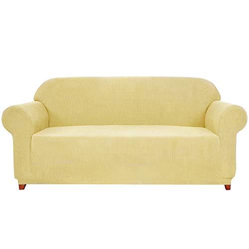 subrtex 1 Pieza Funda Sofa Elasticas Fundas de Sofa Antideslizante Cubierta Forros para Sofas Anti Arañazos Ajustable Protector (3 Plaza, Amarillo)