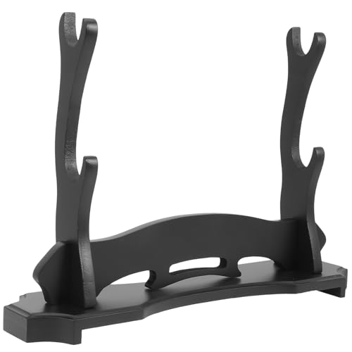 Outanaya Soporte de Exhibición para Espadas de Madera, Organizador Estable de 2 Niveles para Flauta y Armas, Accesorio Decorativo Hogar y Escritorio, Soporte Portátil para Artes Marciales