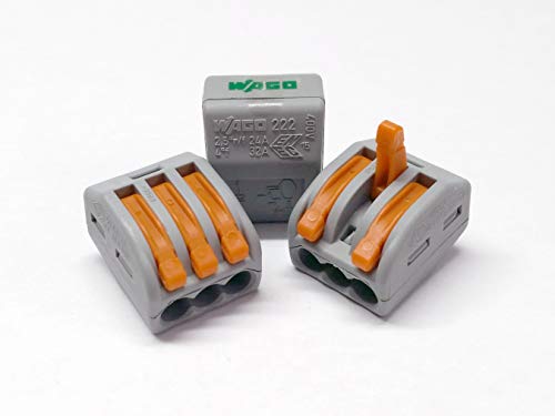 WAGO 222-413 3 Conductor Terminal Block with Levers, 4mm Maximum (100 pieces), 100 pack - Image 2