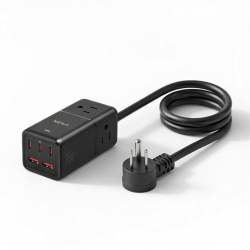 NENJI 75W GaN USB C Charger Station, Super Fast Charging 8-in-1 Power Strip with 5 USB & 3 AC Ports...