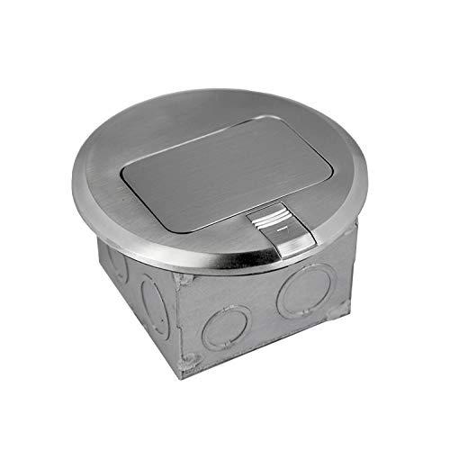Enerlites Round Pop-Up Floor Box Kit, 6" Diameter Cover, 20A Tamper-Weather Resistant Receptacle Outlet, Watertight Gasket, Corrosive Resistant Hardware, 961501-S, Nickel Plated Brass #TOP3