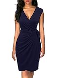 BERYDRESS Women Classy Cap Sleeve V Neck Draped Belt Knee-Length Faux Wrap Dress (L, 6028-Navy) BERYDRESS Women Classy Cap Sleeve V Neck Draped Belt Knee-Length Faux Wrap Dress (L, 6028-Navy)