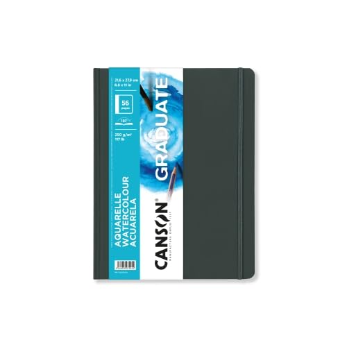 Lot de 5 Carnet 28 feuilles Canson® Graduate Aquarelle 21,6x27,9 250g/m², papier double face grain fin / grain léger blanc