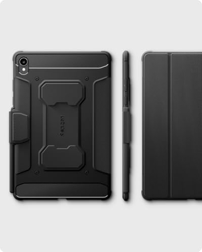 Image of Spigen Rugged Armor Pro | Samsung Galaxy Tab S11 Case [S Pen Holder] [Trifold Stand] 11 inch Folio Full Cover | TPU+PU Leather - Black