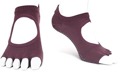 Finger Yoga Socks for Women - Grip & Non Slip Toeless Socks for Ballet Pilates Barre Dance (Deluxe OT01BG-S)