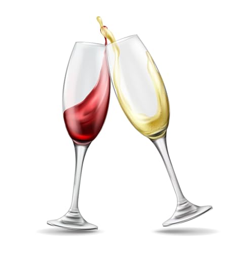 Image of Champagne Flutes Wine Glasses 200ml, Set of 2 Long Wine, Burgundy Clear Glasses with Stem for Wedding Anniversary, Birthday, Gift (RKT-06, Set of 2)