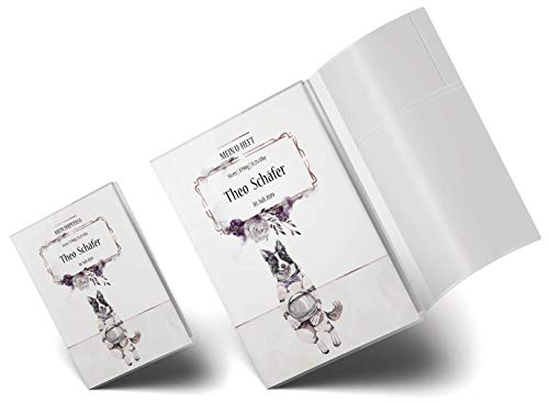 OLGS U-Heft und Impfpasshüllen Set 3-teilig Set Cosmo Hunde | Schutzhüllen für Untersuchungsheft & Impfpass, Babygeschenk mit Namen - Uhefthülle, Impfpasshülle personalisiert, Astro Tom