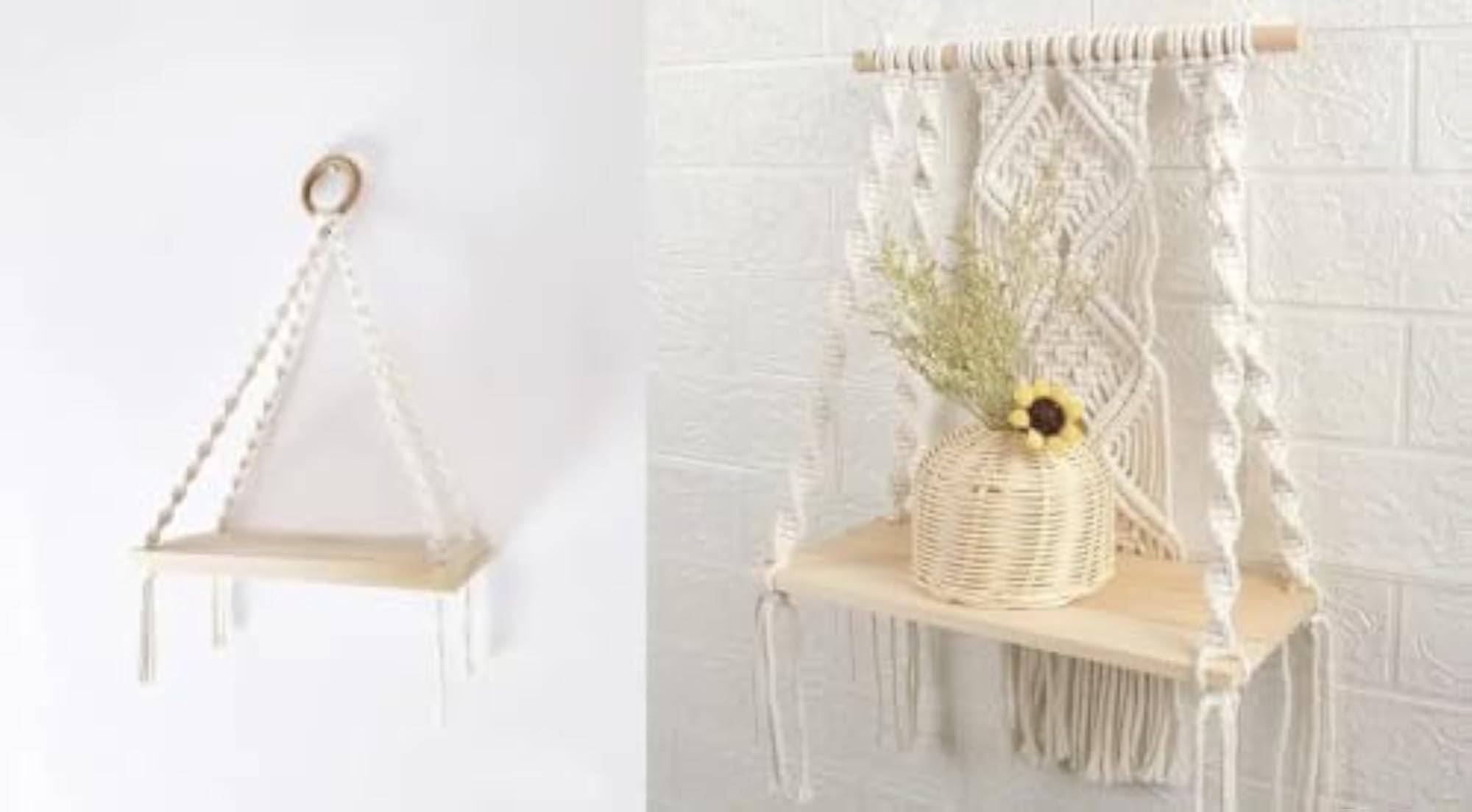 Boho Wooden Wall Art & Wall Hanging Combo, Modern Tapestries