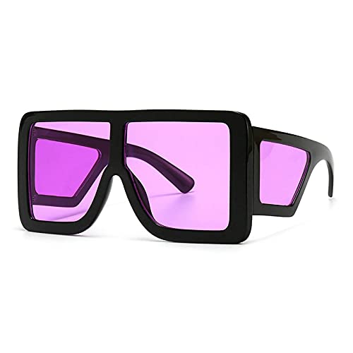 Oversize Square Shield Sunglasses for Men and Women, Vintage Flat Top One-piece Mirror Big Frame Mask Full Frame Goggle
