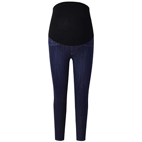 Bhome Women's High Waist Skinny Maternity Jeans Comfy Ankle Jeans Black Dark Blue L #TOP2