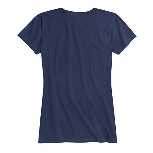 Giraffe On Roller Skates - Women\'s Short Sleeve Graphic T-Shirt Navy - Thumbnail 4